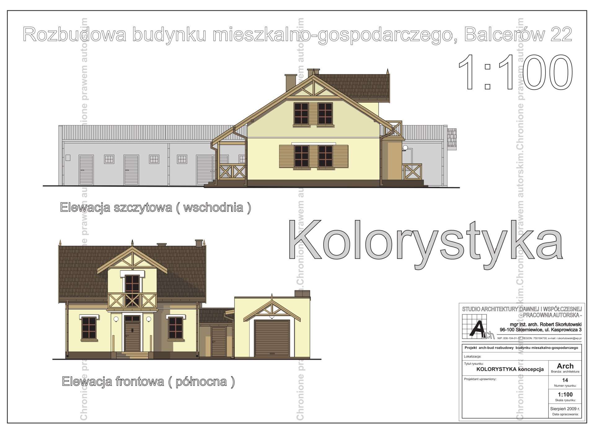 Projekt rozbudowy budynku mieszklano-gospodarczego. Lokalizacja: Balcerów, gm. Skierniewice